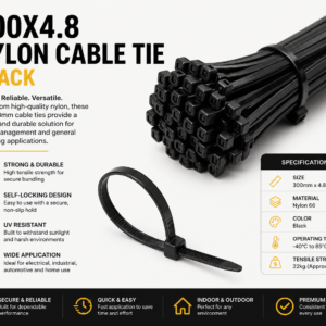 300MM Nylon Cable Tie | Black | Width 4.8mm
