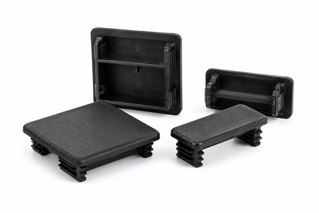 gi slotted channel end cap (pvc) | black | made in india